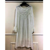 Lace Cotton Long Sleeves Casual Dresses White/Pink Sundress