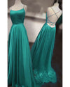 Satin Spaghetti Straps  Long Party Girls Senior Teal Prom Dresses 2019 Vestido De Festa PL3365