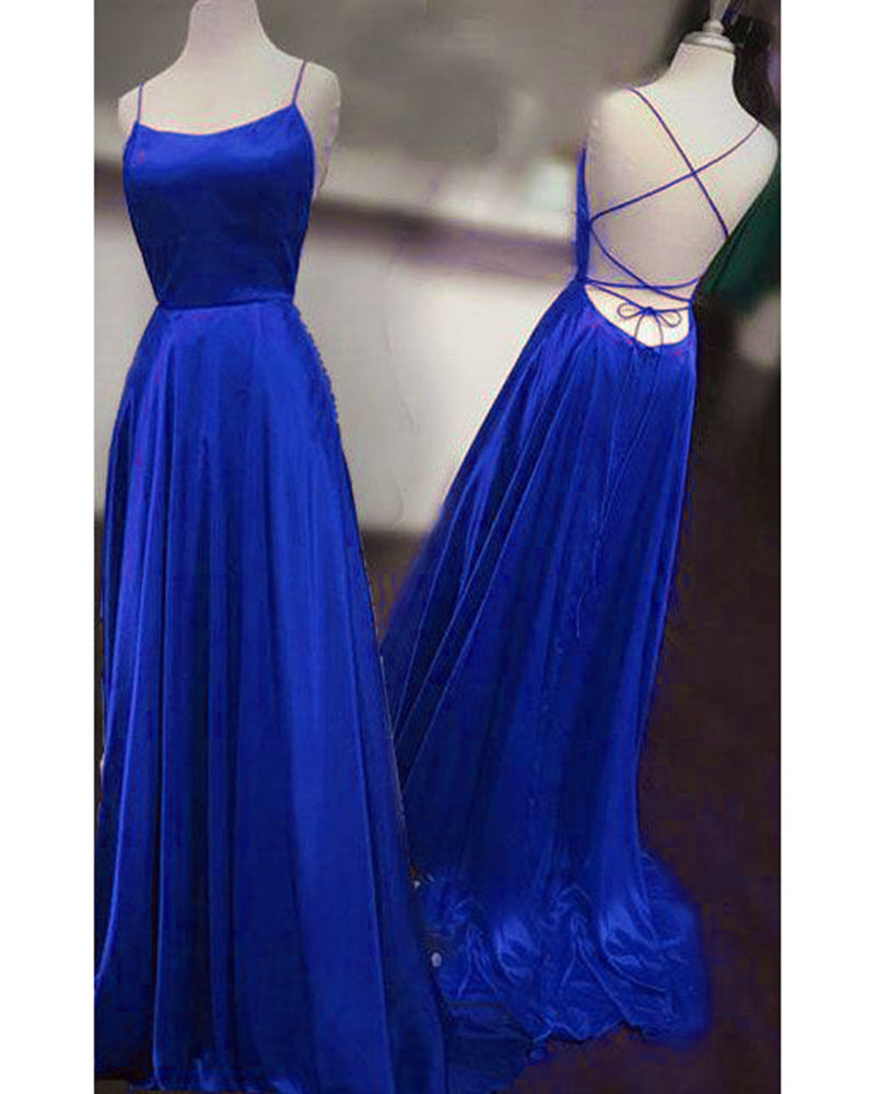 Satin Spaghetti Straps  Long Party Girls Senior Teal Prom Dresses 2019 Vestido De Festa PL3365