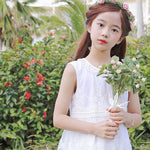 White sleeveless Lace Summer Dress for kids child party dress flower girls dress,lace dress for little girl