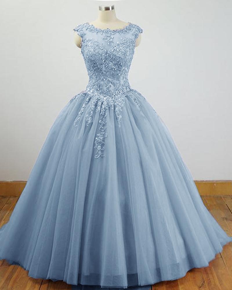 LP8766 Cap Sleeves Scoop Aqua Scarlet Blush Lace Ball Gown Prom Dress Quinceanera Dress Sweet 16 vestido de festa debutante