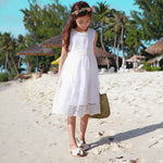 White sleeveless Lace Summer Dress for kids child party dress flower girls dress,lace dress for little girl