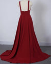 Sexy V Neck Cherry Red Long Bridesmaid Dress Maid of Honor Women Formal Wedding Party Dress PL09093