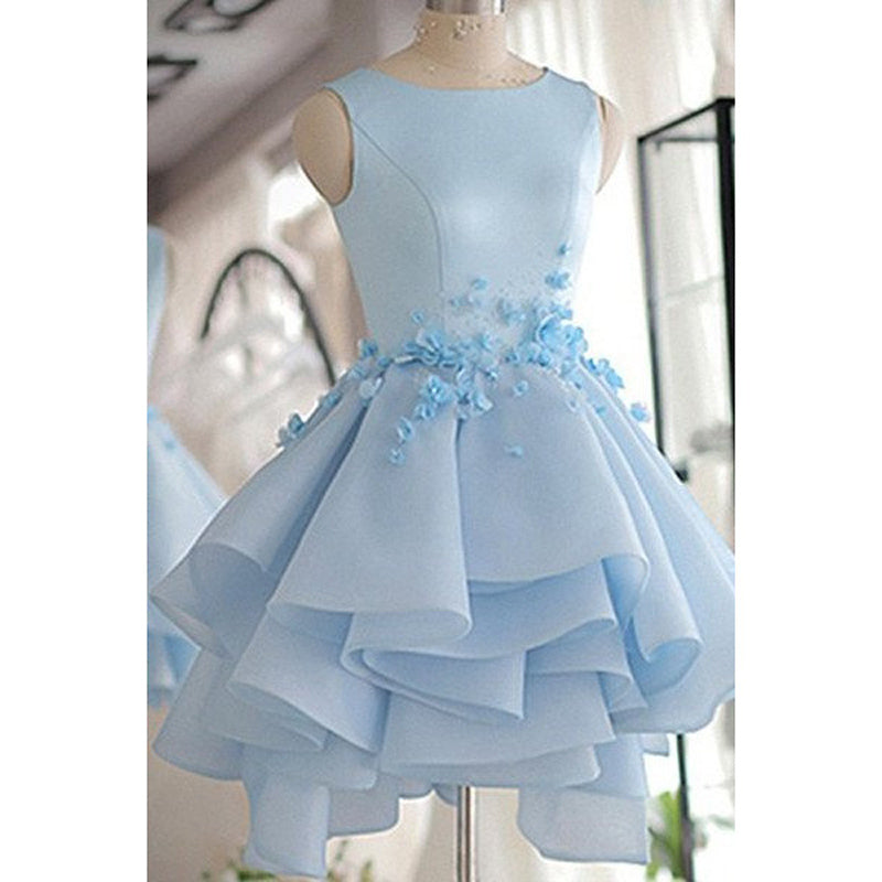 SP1447 Sky Blue Poofy Ball Gown Short Prom Dress Homecoming Dresses