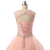 LP8766 Cap Sleeves Scoop Aqua Scarlet Blush Lace Ball Gown Prom Dress Quinceanera Dress Sweet 16 vestido de festa debutante