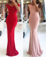 Red/Pink Fitted Party Dresses Off the Shoulder Formal Wear PL657
