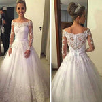 Enchanting Off the Shoulder Wedding Dress with Long Sleeves Lace Bride Gown vestidos de noiva