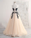 LP3373 Tea Length Champagne and Black Lace Wedding Party Gown Formal Prom Dress Short 2022