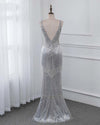Bling Bling Silver Gray Mermaid Long Evening Party Dresses Women Luxury Pageant Gowns PL6874