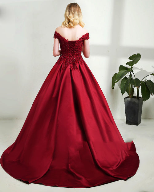 Off the Shoulder Gold Lace Ball Gown Quinceanera Dress for Sweet 16 Wedding Dress with