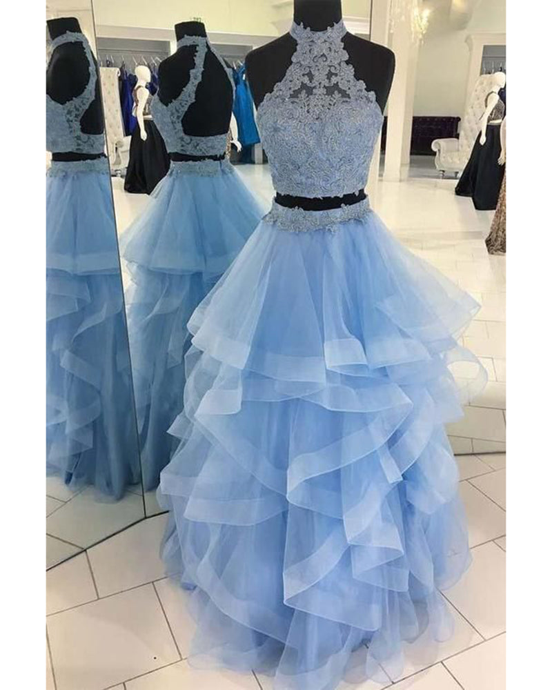 Two Pieces Girls Blue Formal Sweet Sixteen Party Dress Beautiful Quinceanera Gown Debutante PL09190