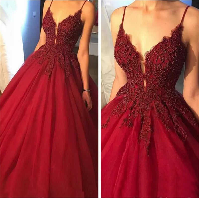 Dark Red Beaded Ball gown Quinceanera Dresses Sweet 15 Party Wedding gown LP321