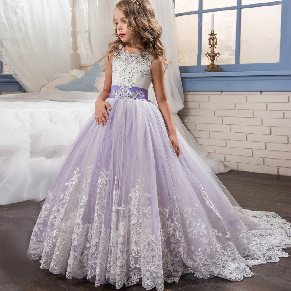 Lovely Lace Puffy Lace Flower Girl Dress 2018 for Weddings Tulle Ball Siaoryne