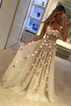 Siaoryne SP018 Long Sexy See Through Hand Made Flowers Prom Dress
