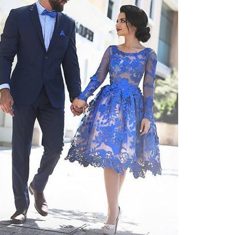 Siaoryne LP0903 Short Prom Dress Royal Blue Homecoming Dress Lace