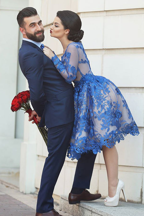 Siaoryne LP0903 Short Prom Dress Royal Blue Homecoming Dress Lace
