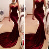 Siaoryne LP0903 Burgundy Sexy Mermaid Prom Dress Long Velvet Sweetheart Evening Gowns Fishtail