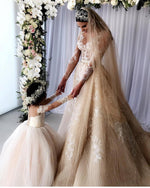 Vintage Long Sleeves lace Tulle Flower Girl Dresses little Girls Child Party Dresses