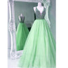 Siaoryne L1009 Sexy Double Deep V Neck Prom Dresses Long Blue Evening Gown with Beading