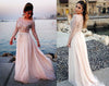 Siaoryne LP0903 Pink Chiffon Long Sleeves Beading Long evening Dresses Formal Prom Gowns
