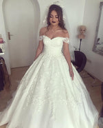Siaoryne WD0823 Off the Shoulder Princess Ball Gown Lace Wedding Dress
