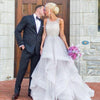 Boat Neck Beading crystal Organza Wedding Dress for Bride Fashion Gown