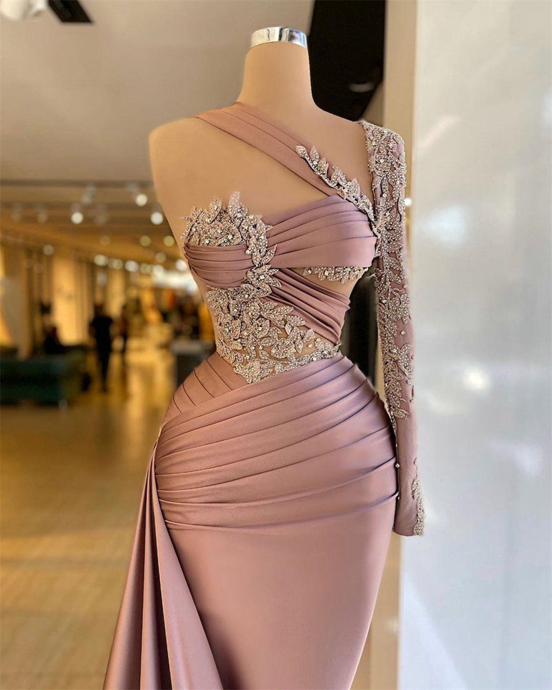 Pink mermaid long prom dress, evening dress Y553 main image 1