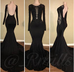 Long Sleeves Black Fitting Evening Gown for Prom Party Dress Longo vestidos  De Festa LP662
