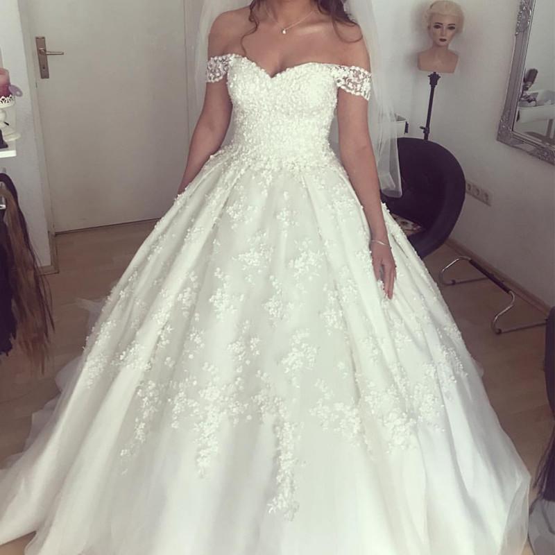 Siaoryne WD0823 Off the Shoulder Princess Ball Gown Lace Wedding Dress