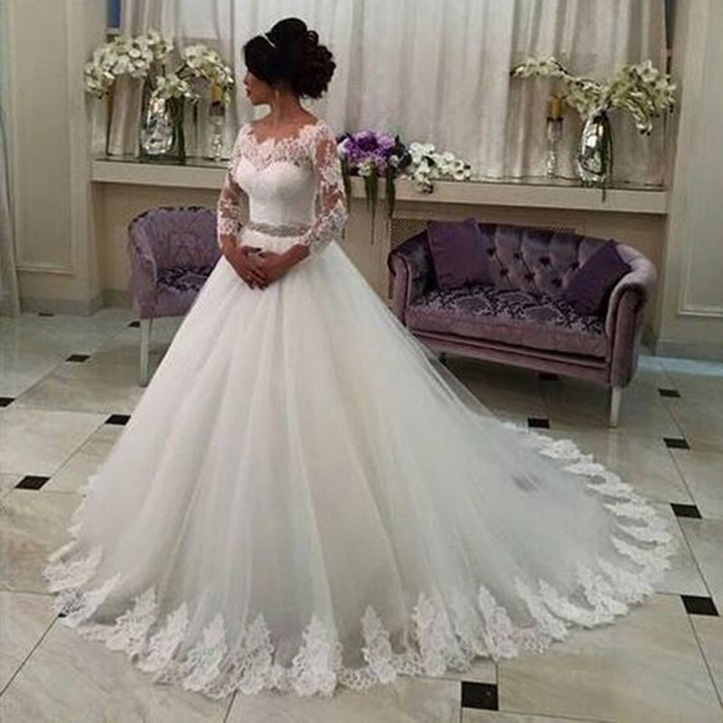Siaoryne WD0930 Vestidos de novia vintage de encaje 2018 Nuevos vestidos de novia de manga larga
