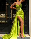 Hot Pink Long Party Prom Dresses High Slit Sweetheart Gown PL3228