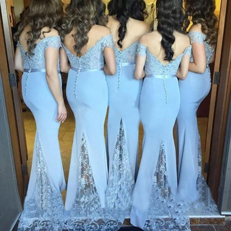 Off the Shoulder Lace Lavender Bridesmaid Dresses Mermaid Woman formal gowns