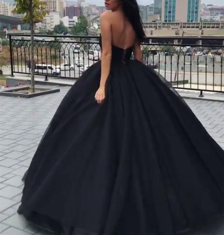 Fashion Black Prom Queen masquerade Gown Ball Dance Gown Poofy Long Evening Dresses for Ball