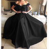 New A Line Satin Lace Red Long Dress Women Formal Evening Gown robe de soiree longue