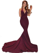 Siaoryne LP0831 Burgundy Mermaid halter Long Prom Dress Sexy Women Evening Party Gown 2018