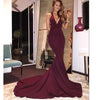 Siaoryne LP0831 Burgundy Mermaid halter Long Prom Dress Sexy Women Evening Party Gown 2018