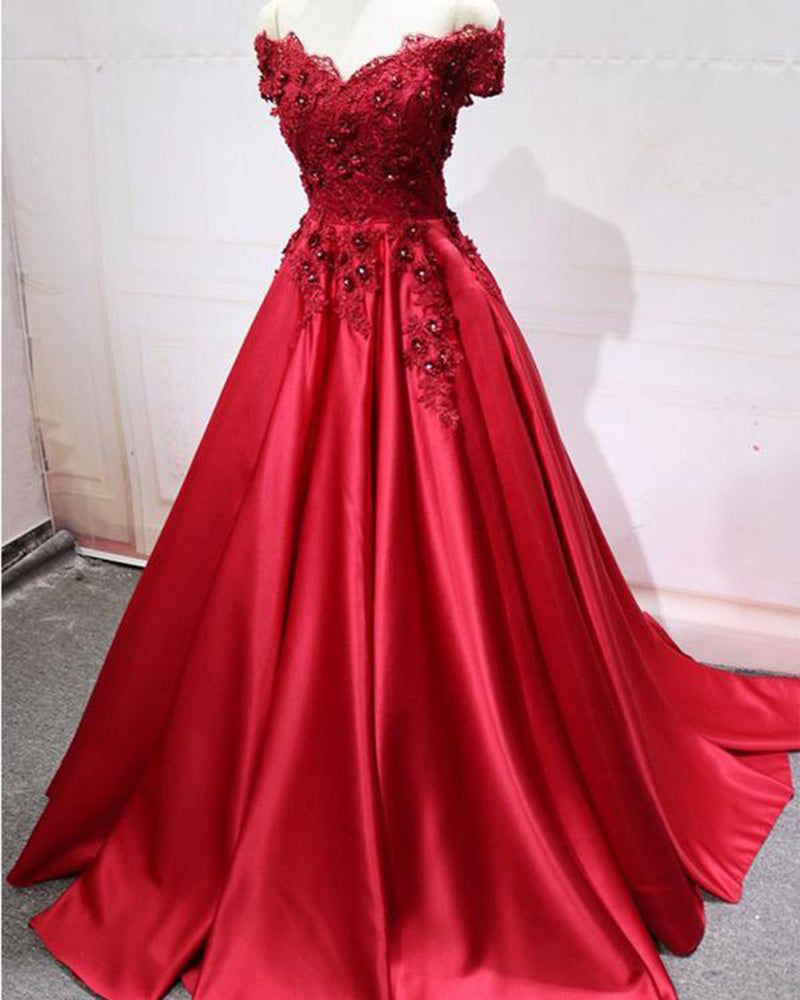 Red Wedding Dress Ball Gown Reception Women Formal Evening Party Gown PL8674