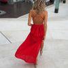 Trendy Long Spaghetti Chiffon Slit Red Dresses Women Formal Evening Gown vestido longo