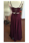 Sexy Crop Top Black Prom Dress Spaghetti Straps Long Evening Party Gown Two Pieces Vestido De Festa