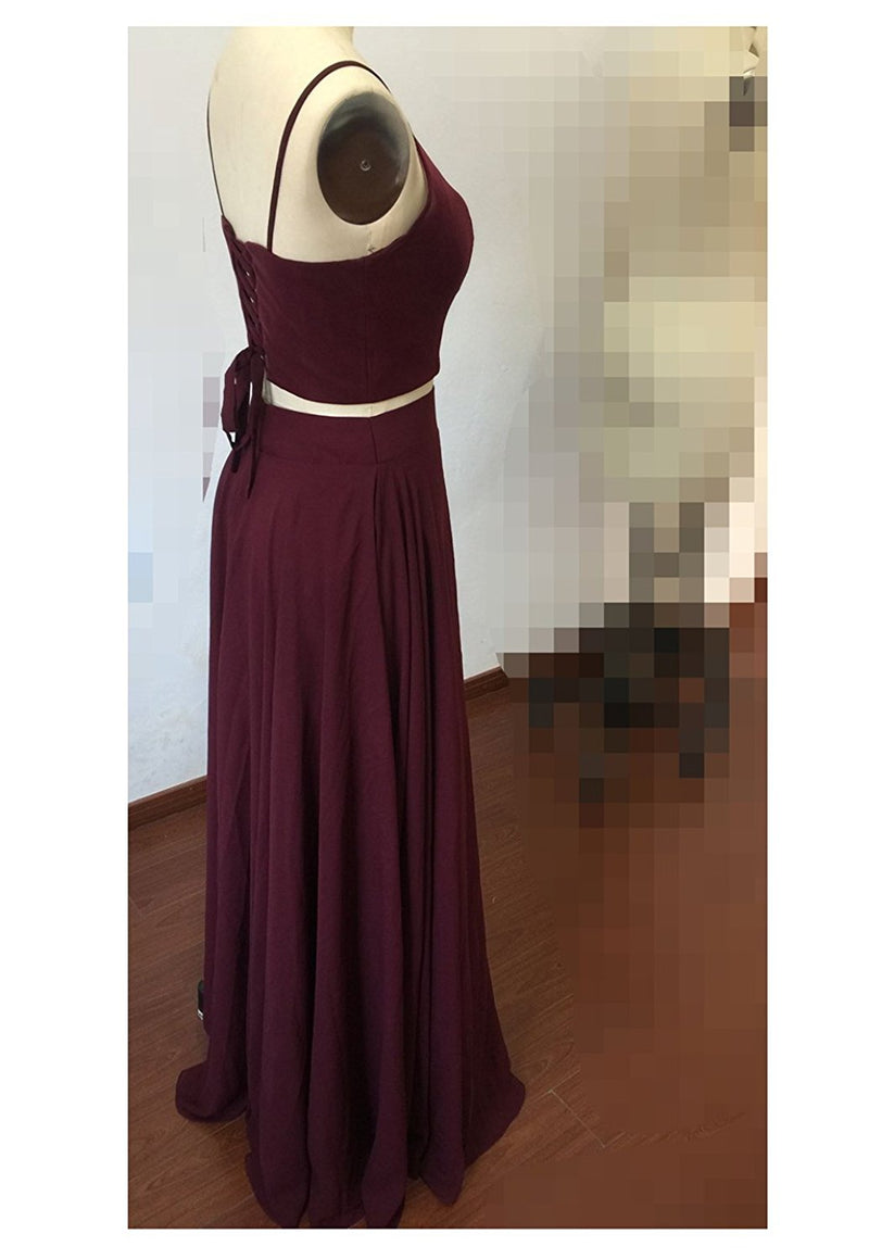 Sexy Crop Top Black Prom Dress Spaghetti Straps Long Evening Party Gown Two Pieces Vestido De Festa