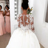 Luxury Lace Ball Gown Wedding Dress Vintage Bridal Gown with Long Sleeves WD301