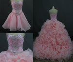 Siaoryne LP015 Sweetheart Two Pieces Ball Gown Quinceanera Dress ,Pink Puffy Organza Prom Dress for Sweet 15 birthday party debutante Gown