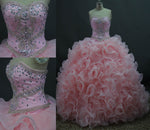 Siaoryne LP015 Sweetheart Two Pieces Ball Gown Quinceanera Dress ,Pink Puffy Organza Prom Dress for Sweet 15 birthday party debutante Gown