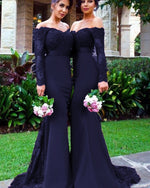 Vintage Women Burgundy Bridesmaid Dress with Long Sleeves for Wedding Party PL6630