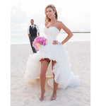 Siaoryne High Low Wedding Dresses Beach Ruffle Organza Corset Bride Dress Sweetheart Cheap Gown WD1007