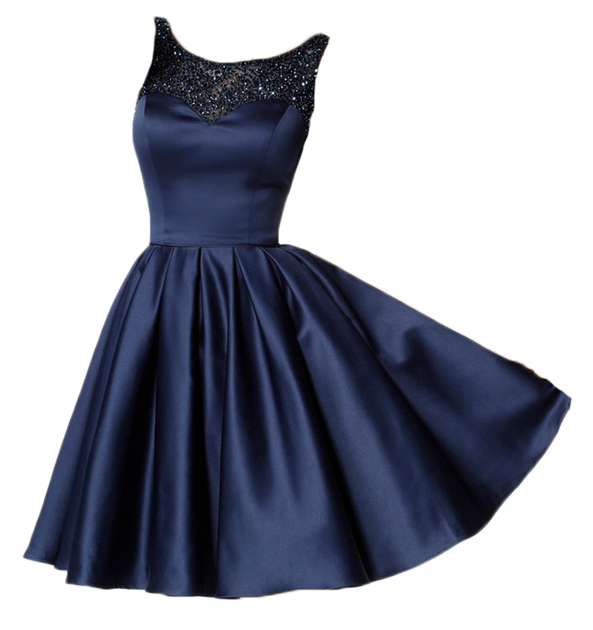 Siaoryne Scoop Neck Short Beading satin A Line Homecoming Dress