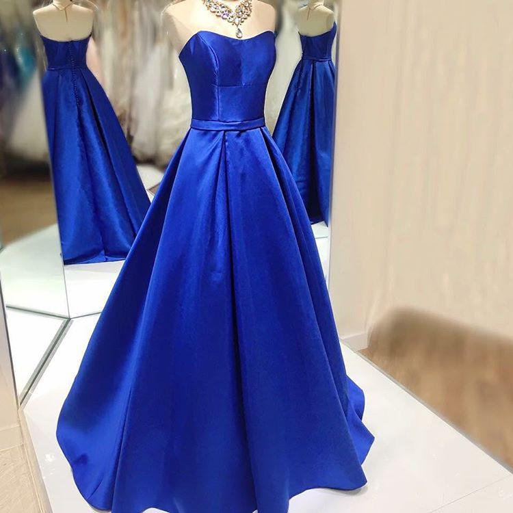 Siaoryne LP036 Satin Royal Blue Prom Dress Long Formal Gowns for Women evening gown