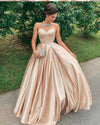 Shiny Satin Sweetheart Long  Prom Dress PL2227