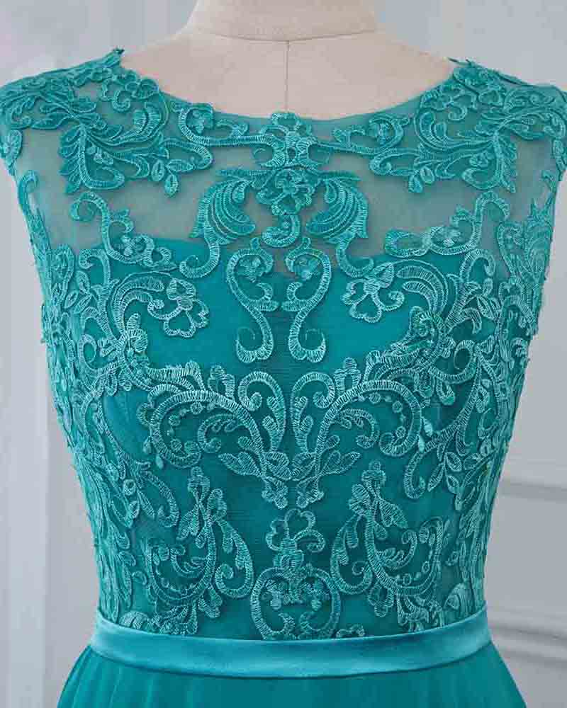 Turquoise Long Lace Chiffon Prom Dresses Party Gown PL2145 – Siaoryne