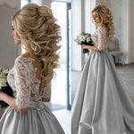 Elegant Dust Blue /Ivory Wedding Dress with   Sleeve 2019 WD9811